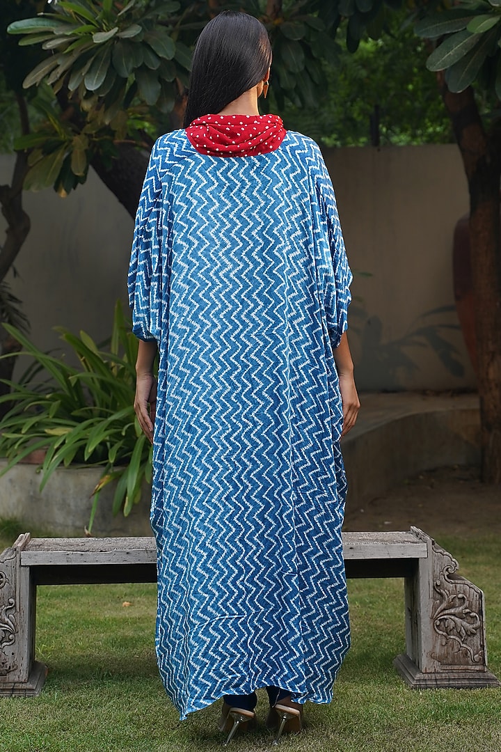 Blue Modal Silk Overlap Shibori Top by Dyelogue at Pernia's Pop Up Shop
