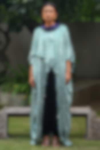 Green Modal Silk Overlap Shibori Top by Dyelogue at Pernia's Pop Up Shop