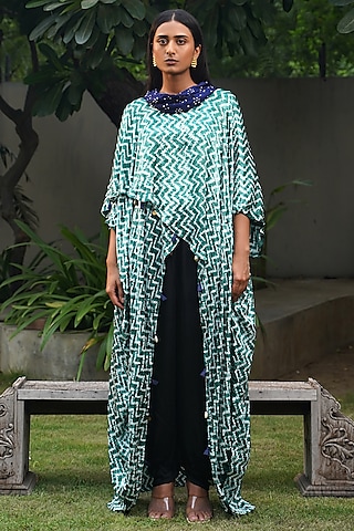 Green Modal Silk Overlap Shibori Top by Dyelogue