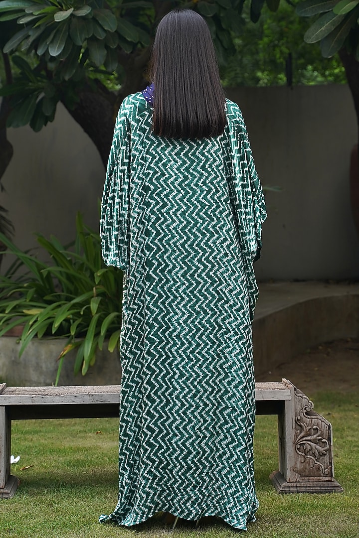 Green Modal Silk Overlap Shibori Top by Dyelogue at Pernia's Pop Up Shop