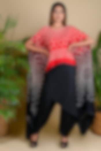 Red Bandhani Cape by Dyelogue at Pernia's Pop Up Shop