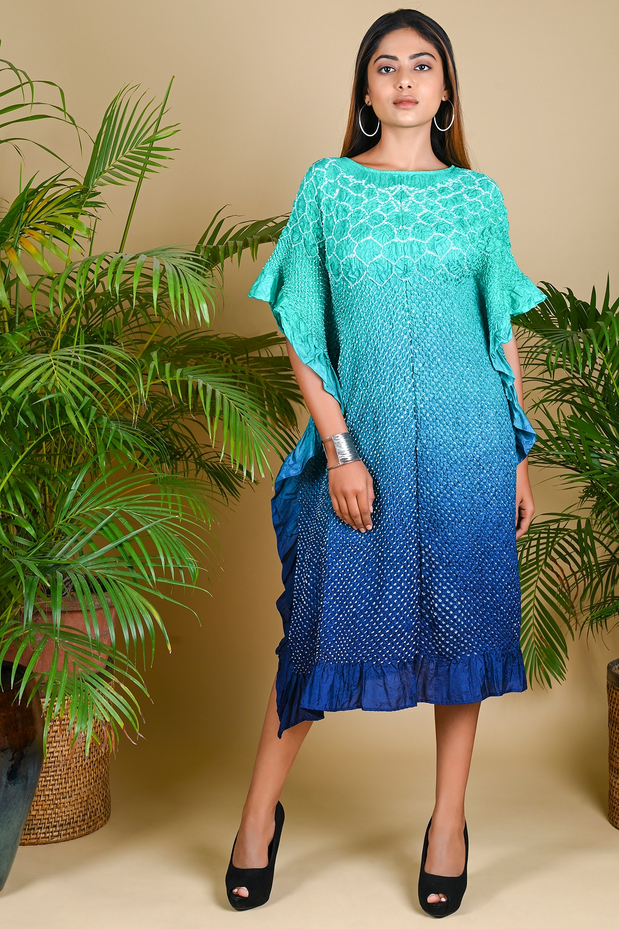 Designer Ombre Kaftan Set - Blue