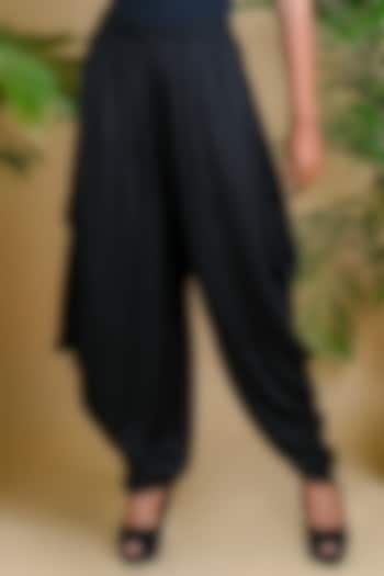 Black Modal Silk Dhoti Pants by Dyelogue