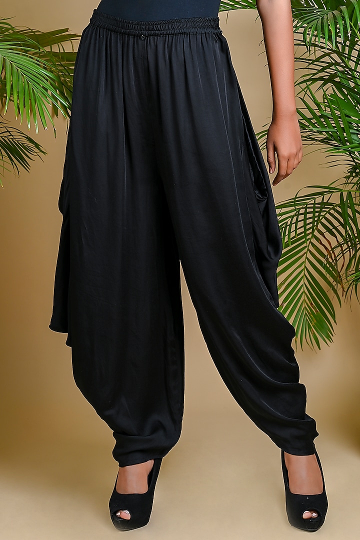 Black Modal Silk Dhoti Pants by Dyelogue