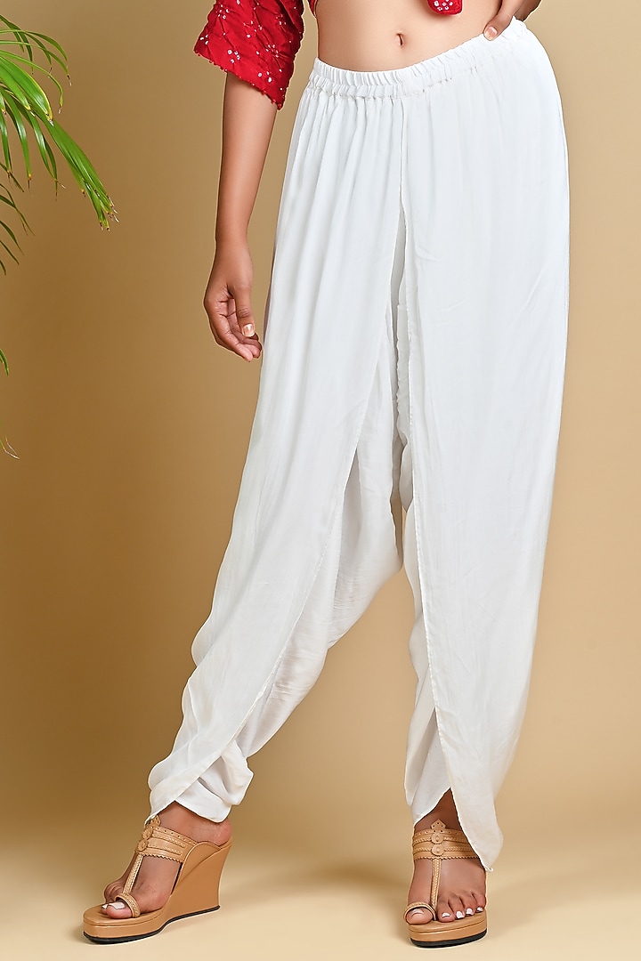 White Pre-Stitched Dhoti Pants by Dyelogue at Pernia's Pop Up Shop