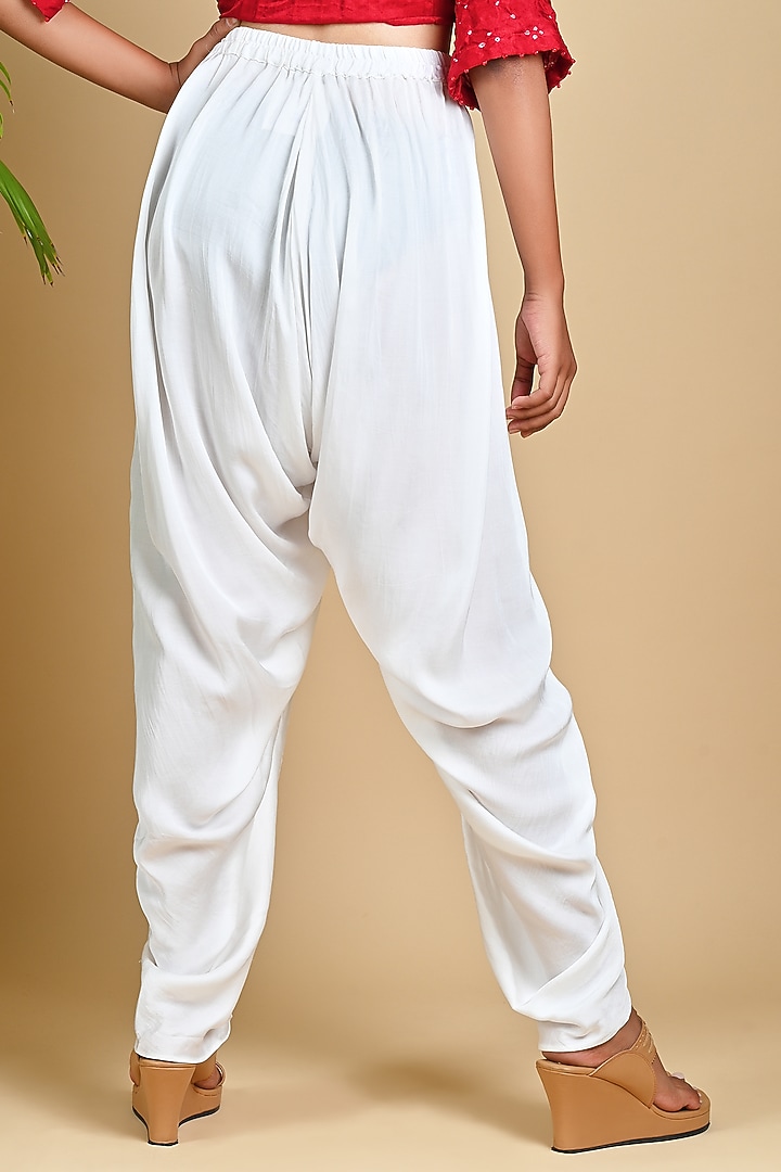 White Pre-Stitched Dhoti Pants by Dyelogue at Pernia's Pop Up Shop