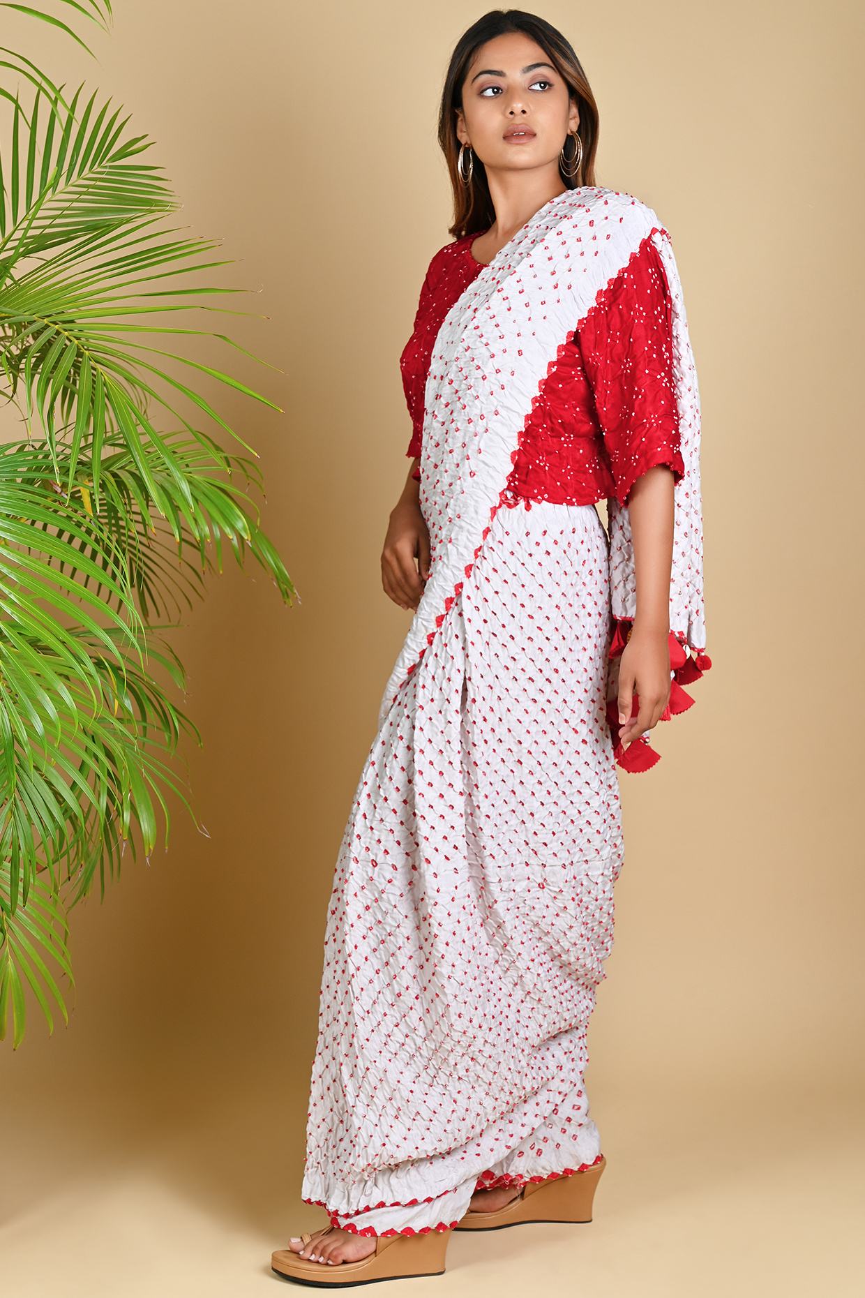 White Pre-Stitched Pant Saree by Dyelogue