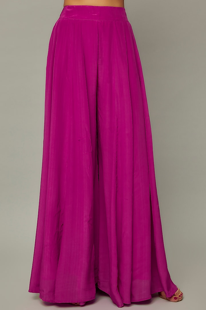 Rani Pink Crepe Palazzo Pant Set by Divya Kanakia at Pernia's Pop Up Shop