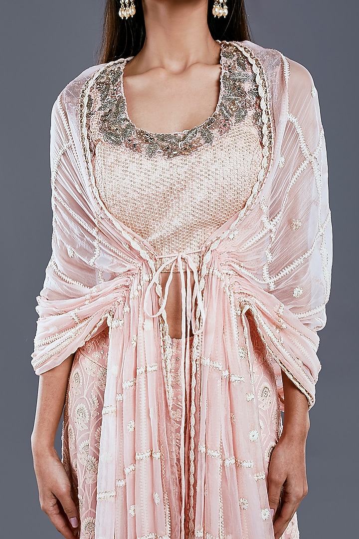 Light Peach Embroidered Kurta Set by Divya Kanakia at Pernia's Pop Up Shop