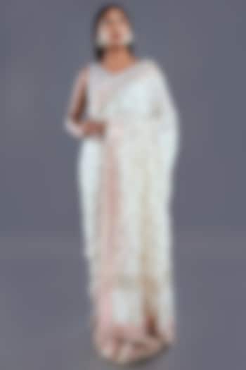 Off-White Embroidered Saree Set by Divya Kanakia