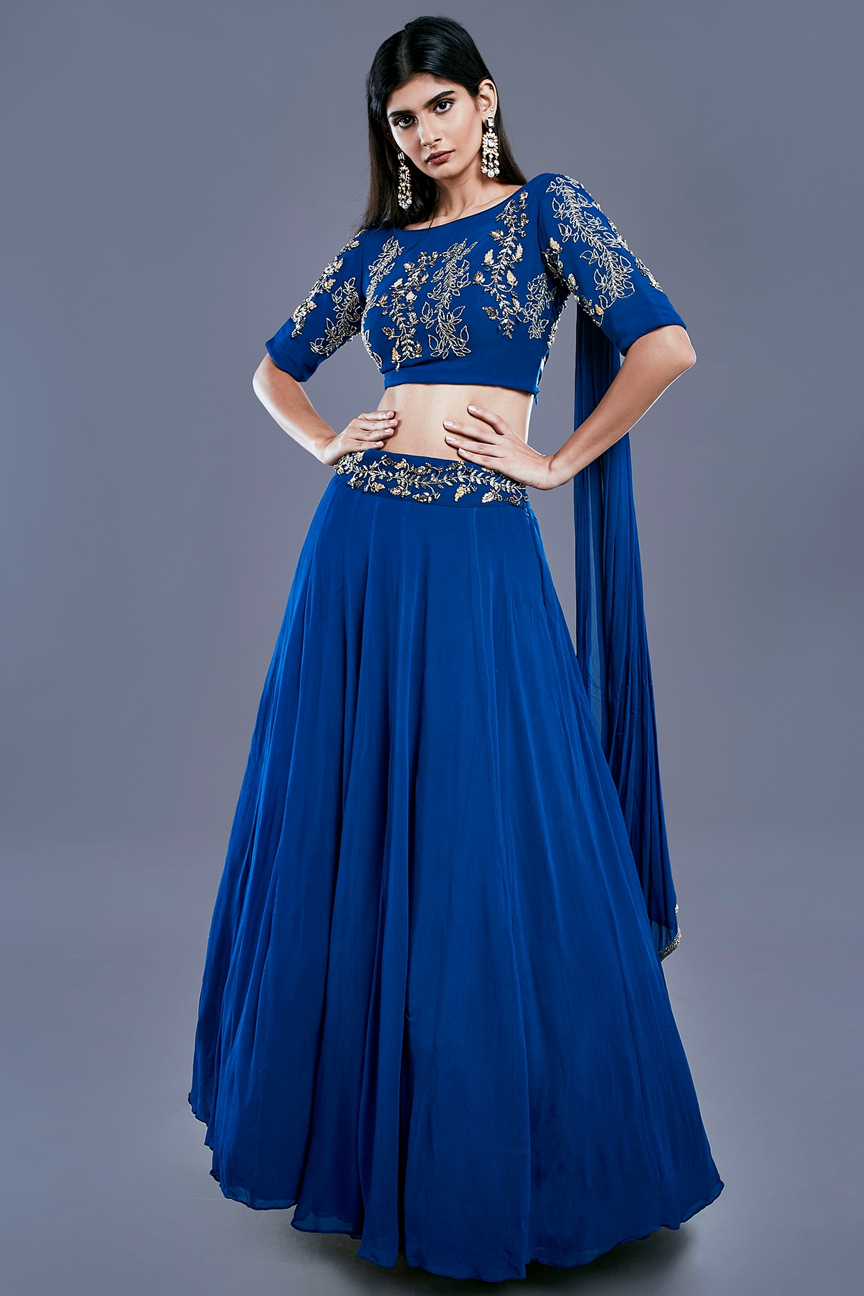 Royal Blue Silk Lehenga Choli Designer Wedding Wear Lengha Indian Lahanga  Saree | eBay