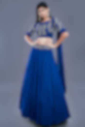 Royal Blue Sequins Embroidered Lehenga Set by Divya Kanakia