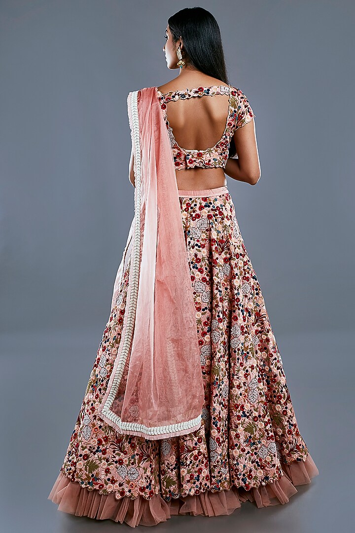 French Rose Embroidered Wedding Lehenga Set by Divya Kanakia at Pernia's Pop Up Shop
