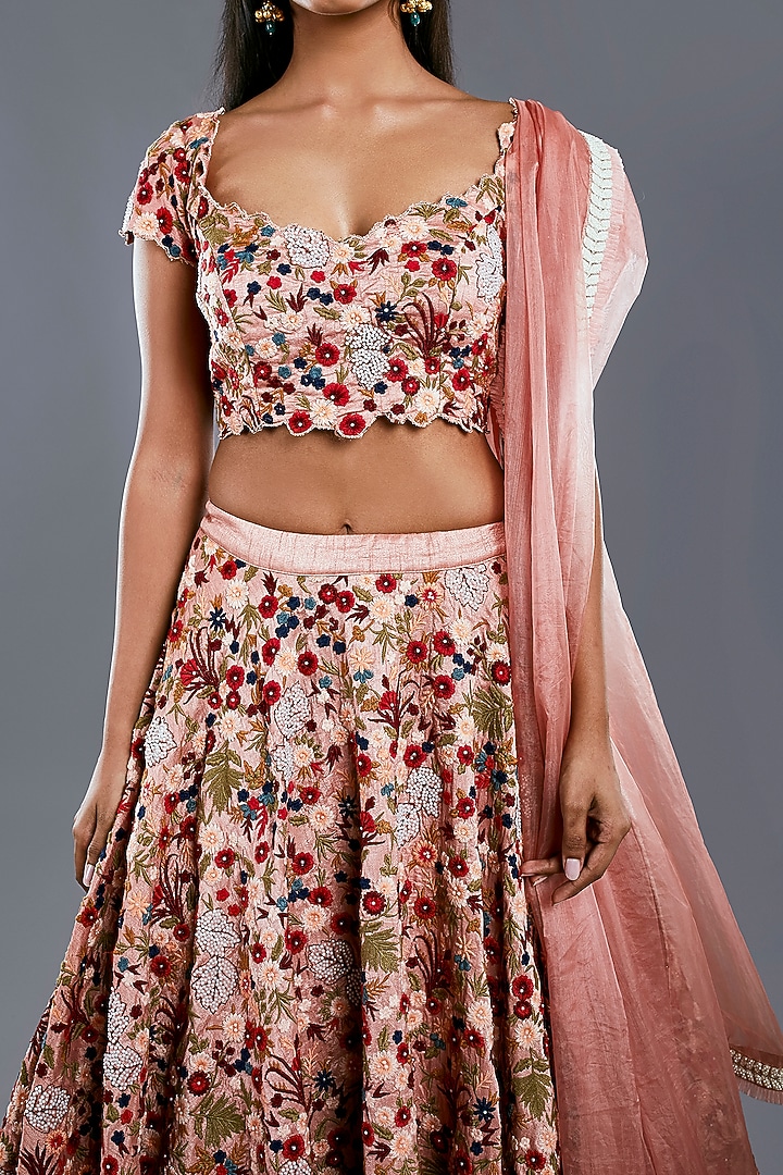 French Rose Embroidered Wedding Lehenga Set by Divya Kanakia at Pernia's Pop Up Shop