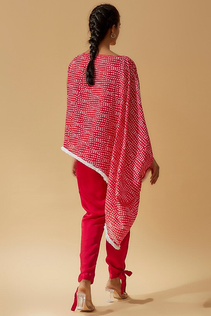 Red Muslin Cotton Printed Kaftan Top by Divya Kanakia at Pernia's Pop Up Shop