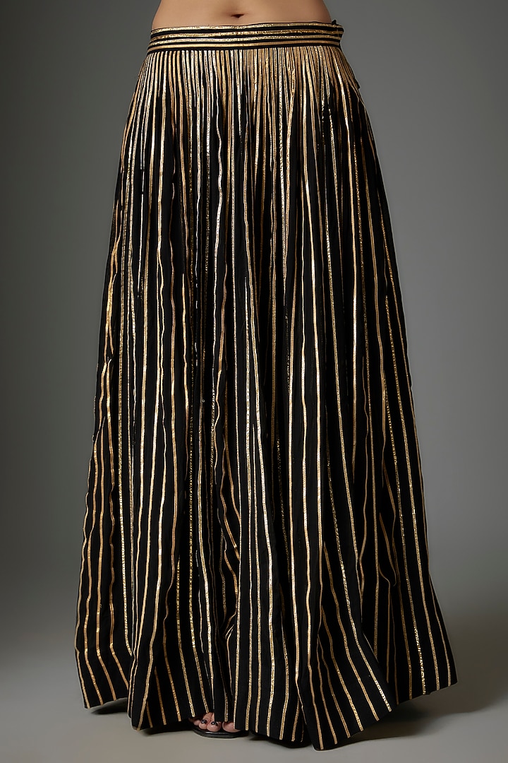 Black Georgette Sequins Embroidered Skirt Set by Divya Kanakia at Pernia's Pop Up Shop