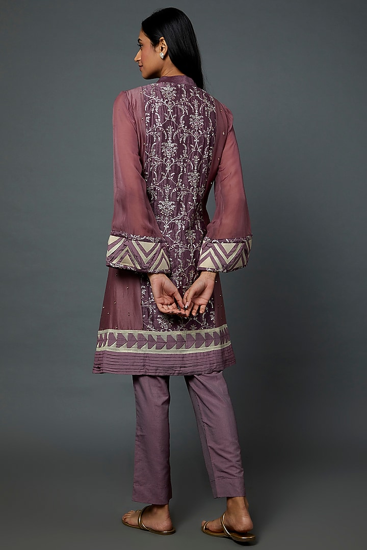 Wine Chanderi Cotton Kurta Set by Divya Kanakia at Pernia's Pop Up Shop