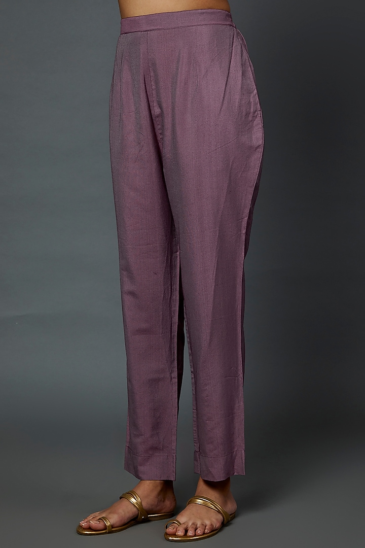 Wine Chanderi Cotton Kurta Set by Divya Kanakia at Pernia's Pop Up Shop