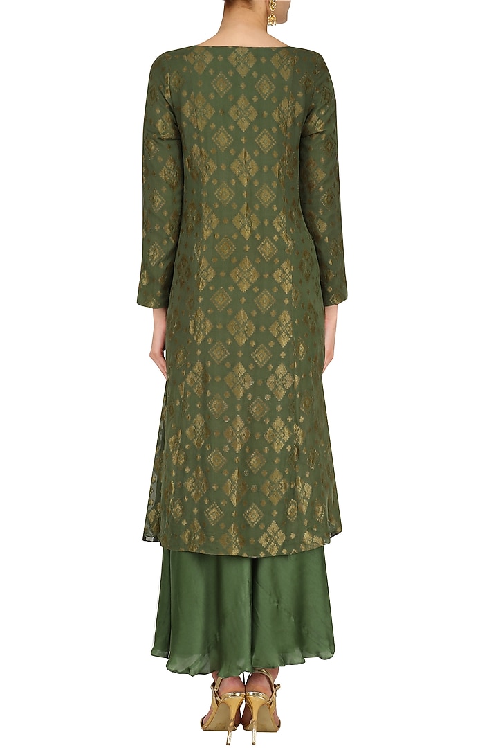 Moss badla embroidered moonga kalidaar kurta set available only at Pernia's Pop Up Shop.