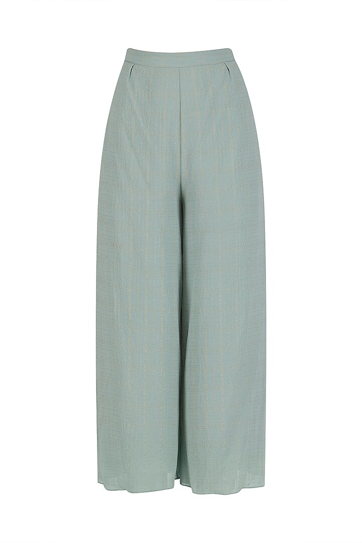 Aqua sage short embroidered chanderi kurta and culottes set available only at Pernia's Pop Up Shop.