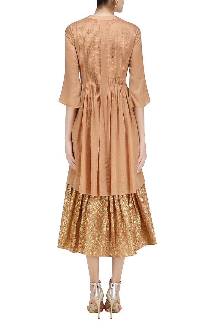 Flesh color multi layered kurta set with handloom dupatta available only at Pernia's Pop Up Shop.
