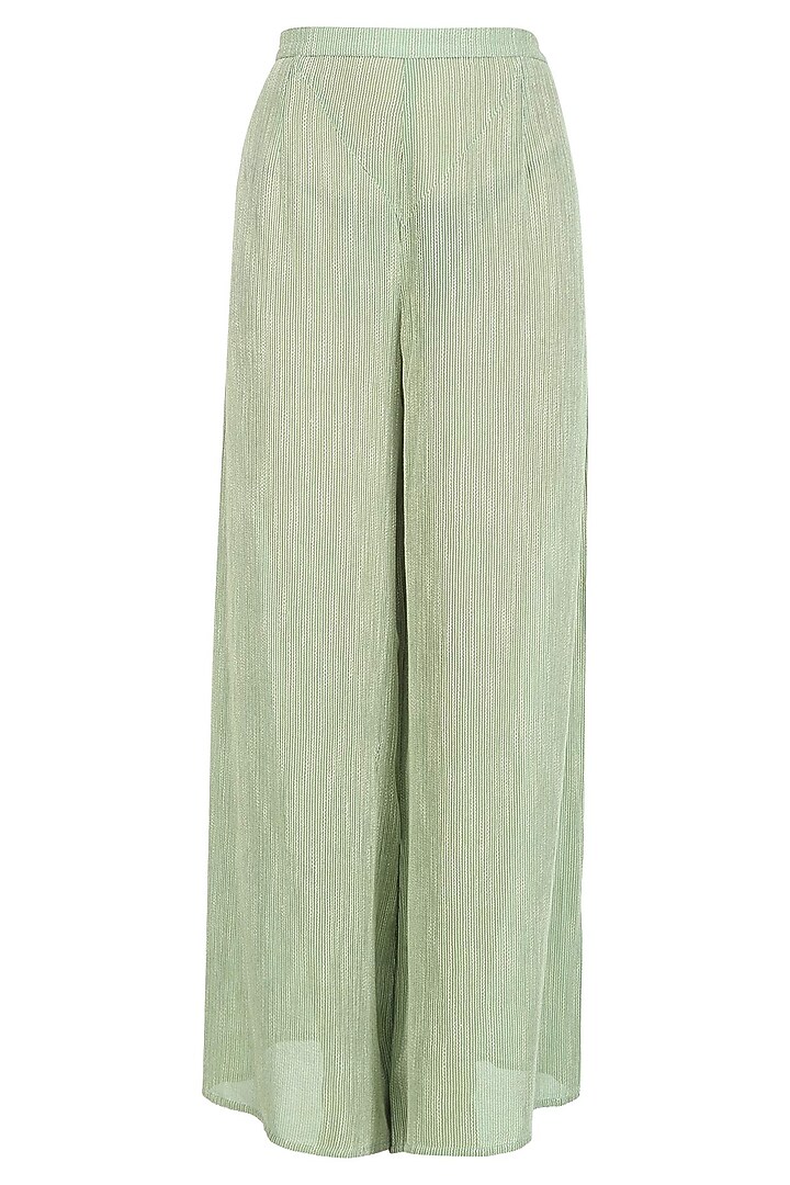 Sage green zardozi embroidered anarkali wish koti waist coat and sage green palazzo pants set available only at Pernia's Pop Up Shop.