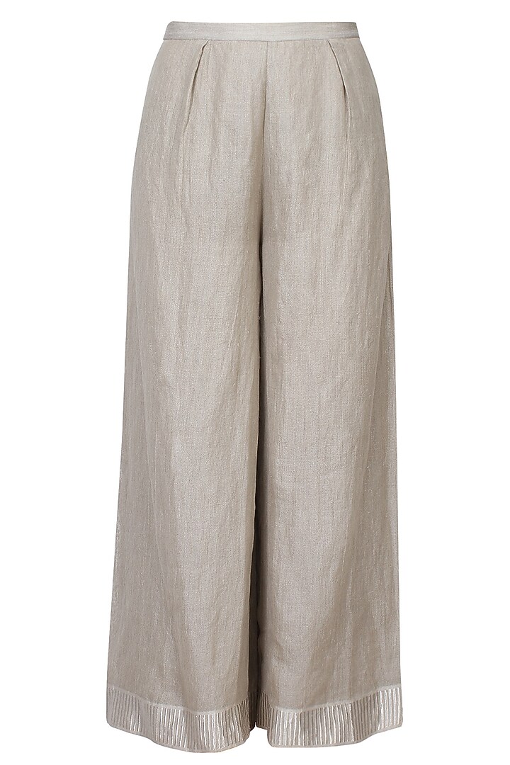 Steel grey zardozi thread work kurta with matching palazzo pants available only at Pernia's Pop Up Shop.