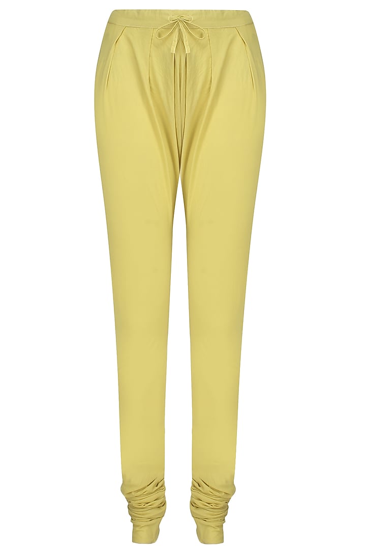 Chrome yellow badla work kalidaar kurta with churidaar pants set available only at Pernia's Pop Up Shop.