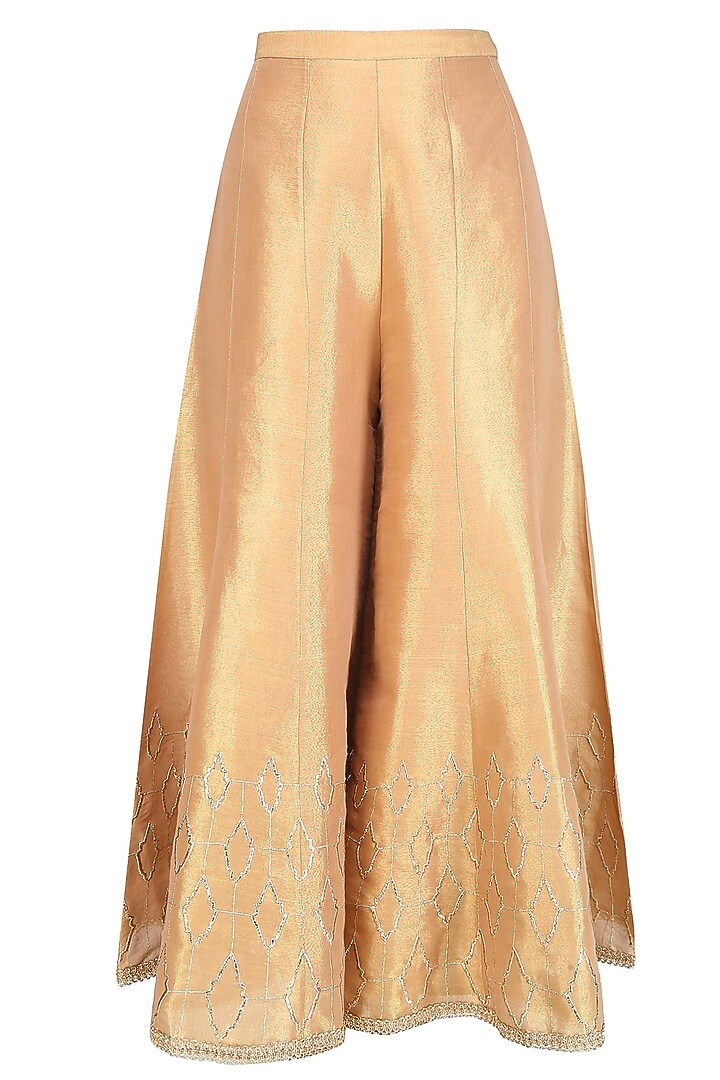 Sage green zardozi embroidered kurta with golden shimmer sharara pants available only at Pernia's Pop Up Shop.