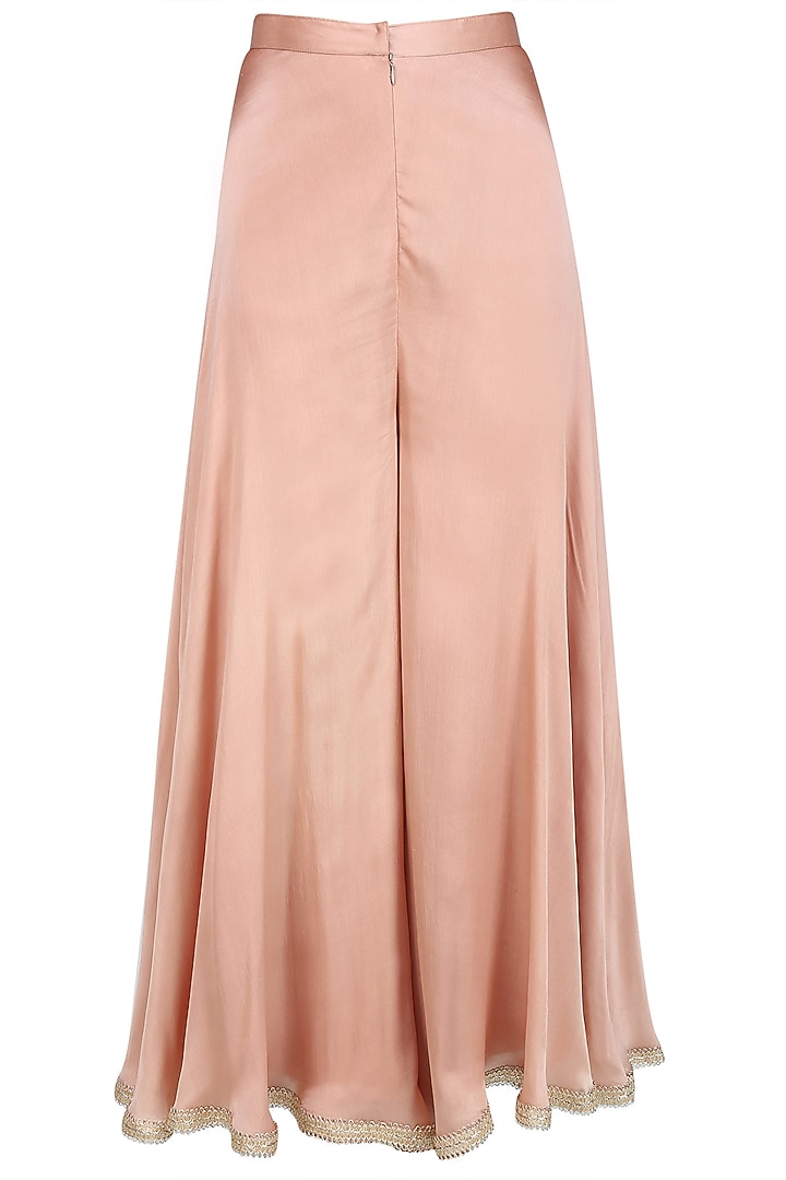 Dirty pink floral pattern zardozi thread work kurta with golden layered palazzo pants set available only at Pernia's Pop Up Shop.