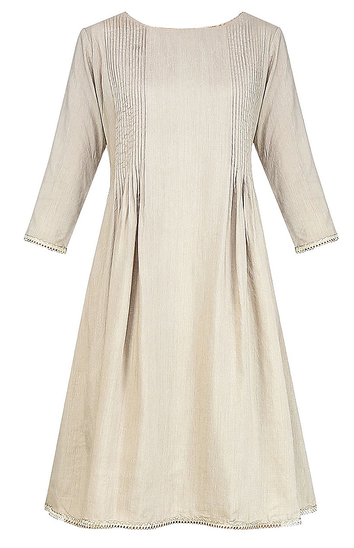 Steel grey zari thread work pintucked kurta available only at Pernia's Pop Up Shop.