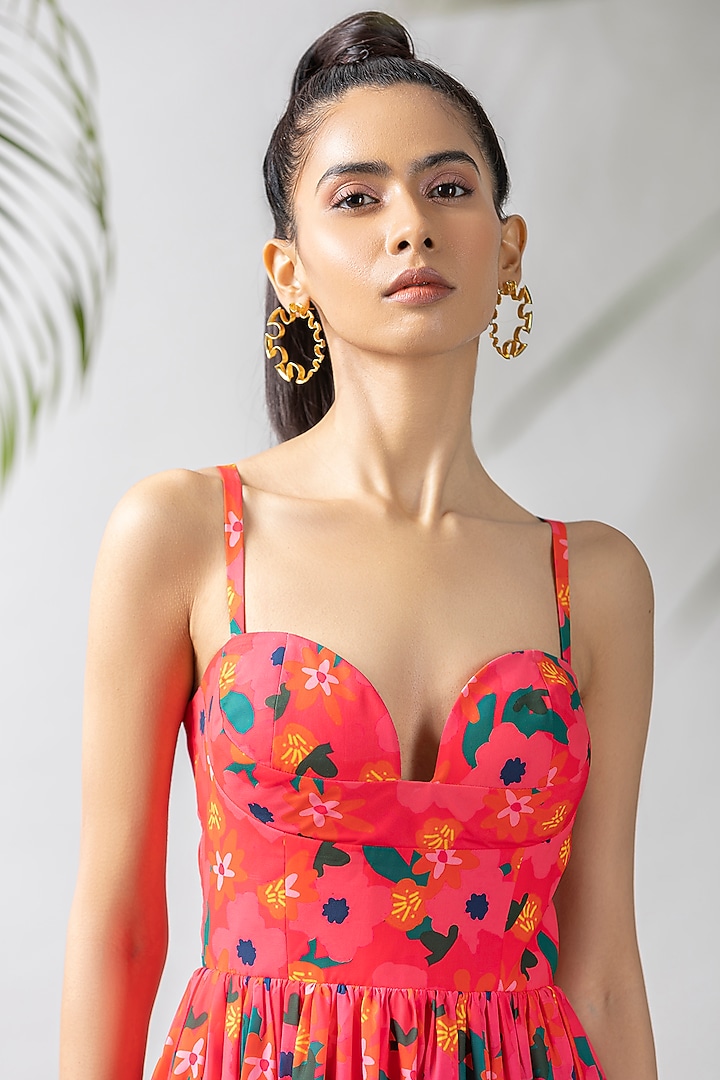 Pink Crepe Silk Printed Maxi Summer Dress by Dziine by deepa at Pernia's Pop Up Shop