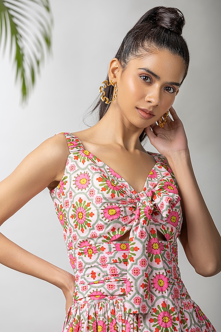 White Cotton Ruby Printed Mini Summer Dress by Dziine by deepa at Pernia's Pop Up Shop
