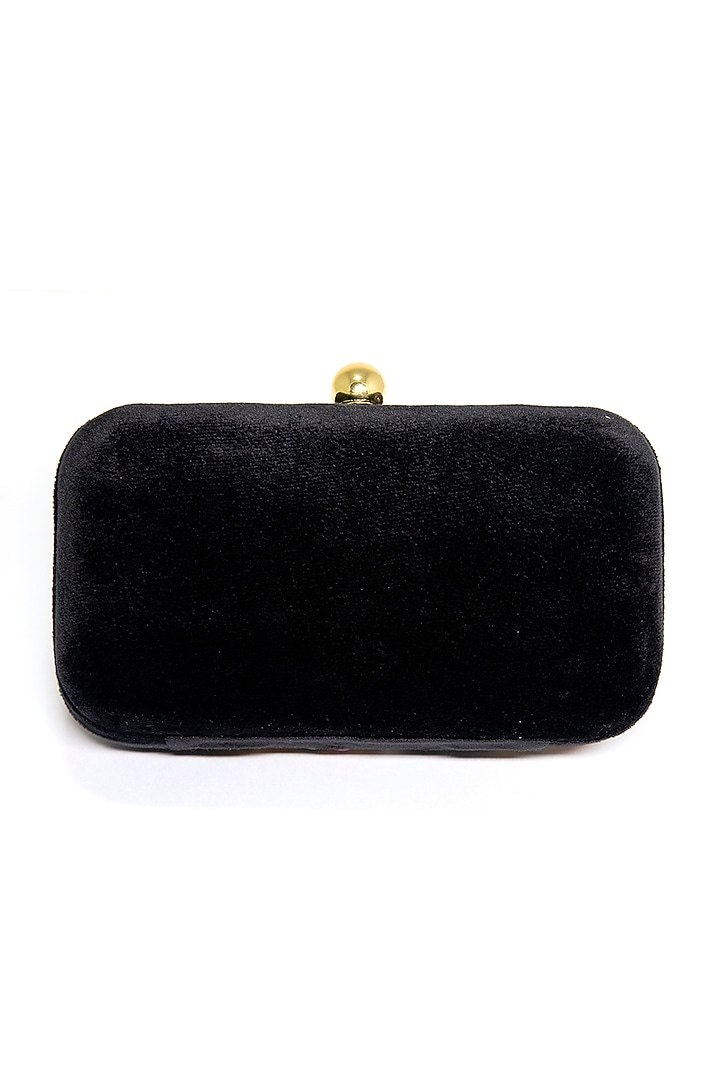 Black Velvet Embroidered Clutch by DZIOR PERL at Pernia's Pop Up Shop