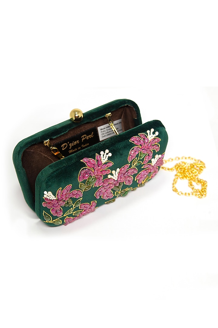 Emerald Green Velvet Clutch by DZIOR PERL at Pernia's Pop Up Shop