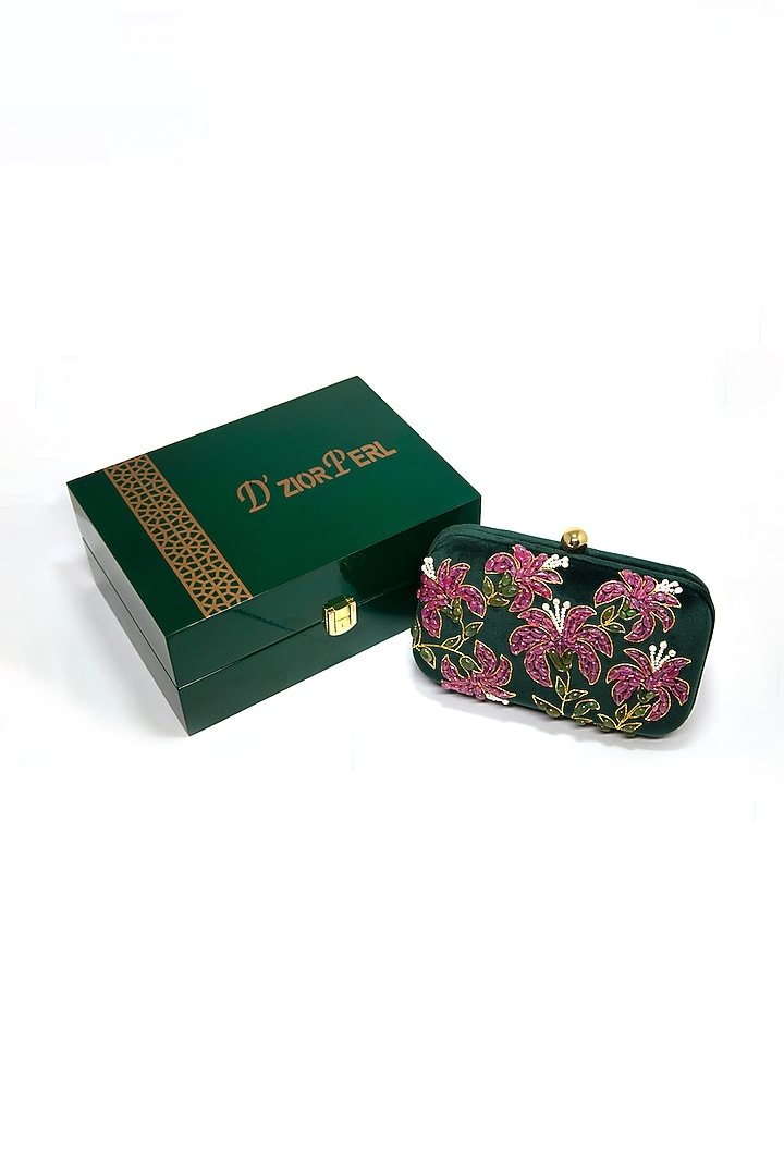 Emerald Green Velvet Clutch by DZIOR PERL at Pernia's Pop Up Shop