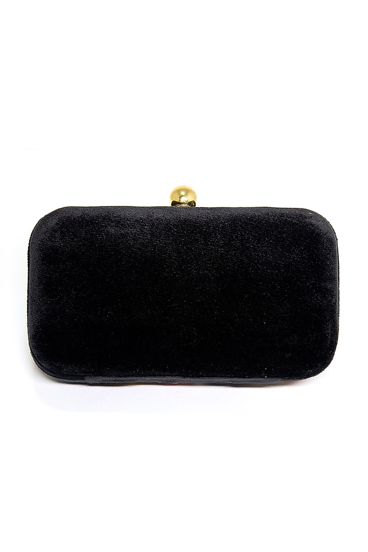 Black Embroidered Clutch by DZIOR PERL at Pernia's Pop Up Shop