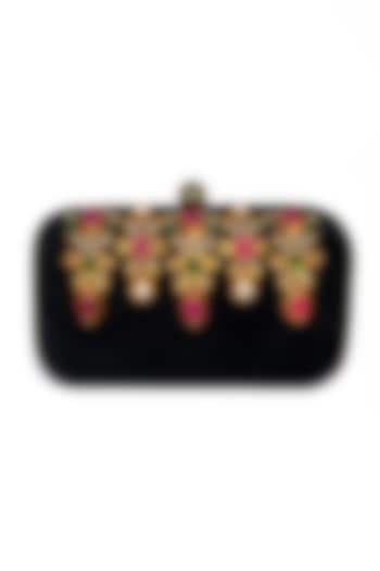 Black Ruby Embroidered Clutch by DZIOR PERL