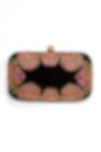 Black Emerald Embroidered Clutch by DZIOR PERL