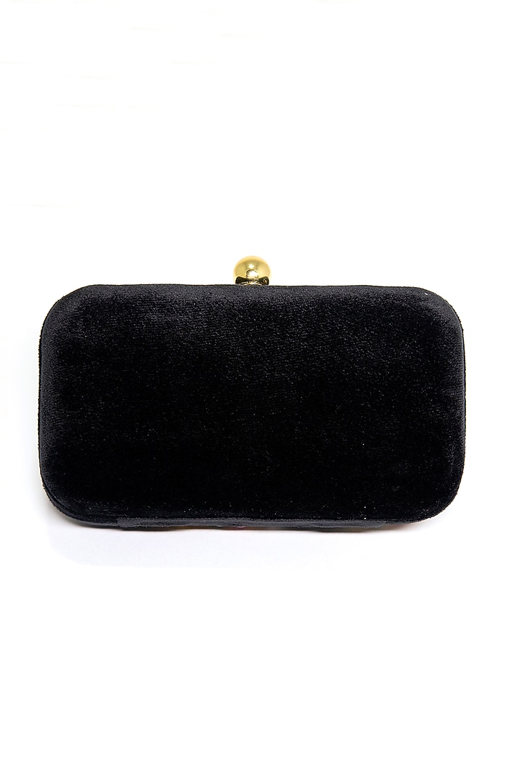 Black Zari Embroidered Clutch by DZIOR PERL at Pernia's Pop Up Shop