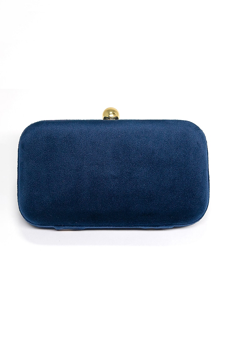 Navy Blue Zari Embroidered Clutch by DZIOR PERL at Pernia's Pop Up Shop