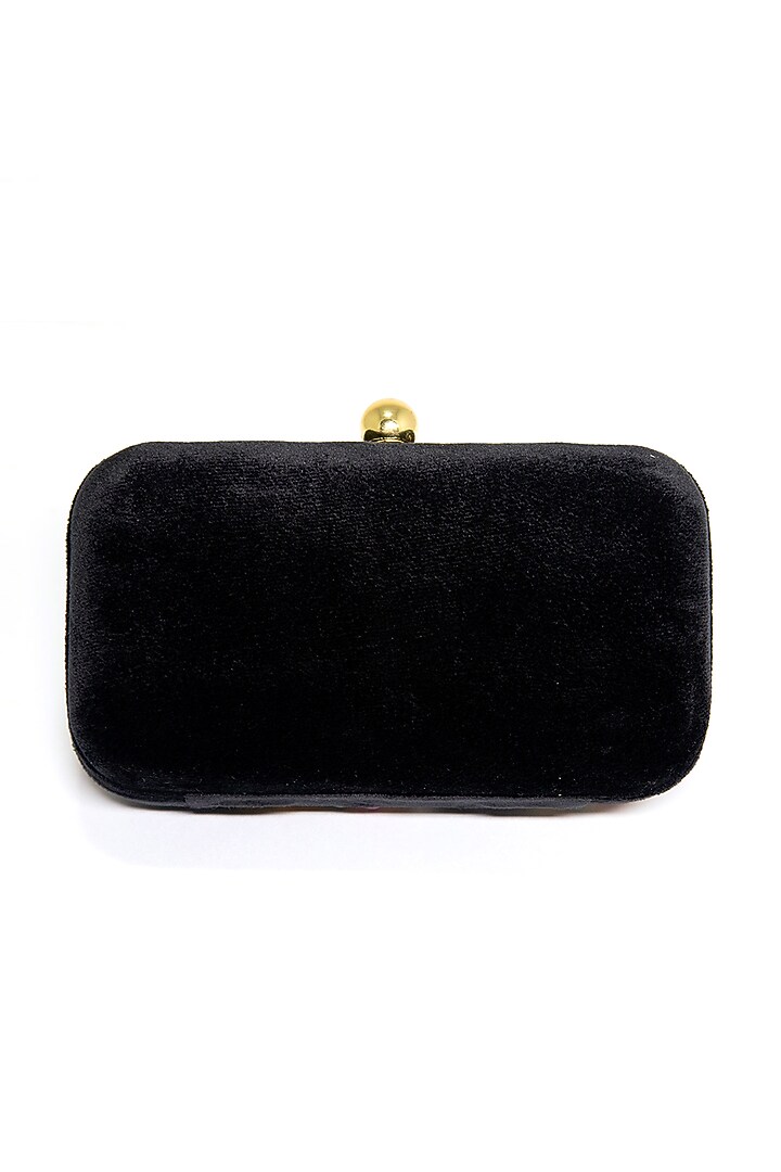 Black Velvet Zari Embroidered Clutch by DZIOR PERL at Pernia's Pop Up Shop