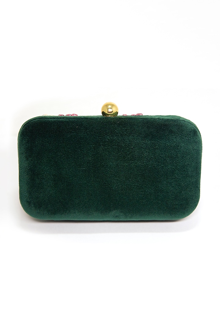 Emerald Green Velvet Tasseled Clutch by DZIOR PERL at Pernia's Pop Up Shop