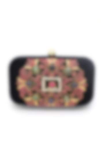 Black Ruby & Pearl Embroidered Clutch by DZIOR PERL