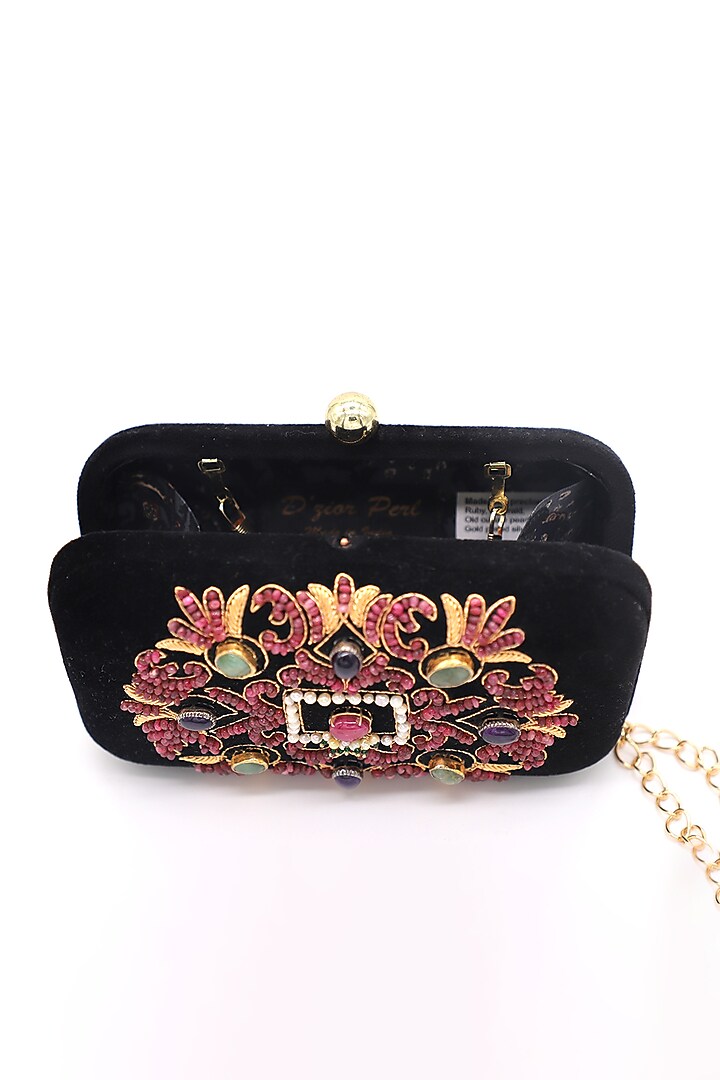 Black Ruby & Pearl Embroidered Clutch by DZIOR PERL at Pernia's Pop Up Shop