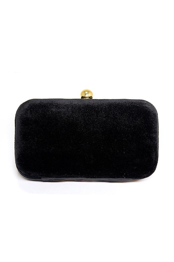 Black Velvet Pearl Embroidered Clutch by DZIOR PERL at Pernia's Pop Up Shop
