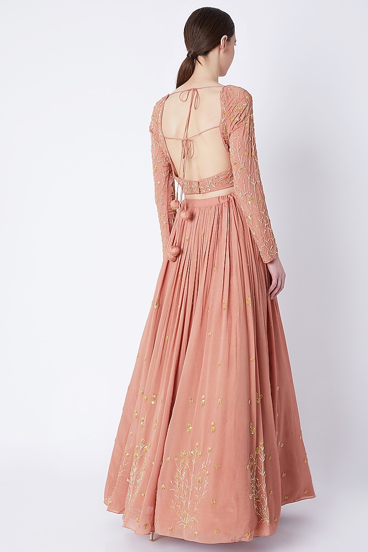 Mauve Pink Embroidered Wedding Lehenga Set by Ease at Pernia's Pop Up Shop