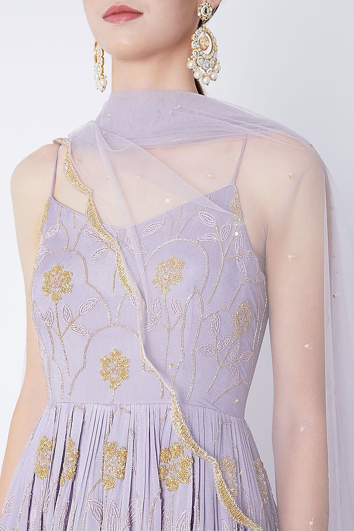 Lavender Embroidered Wedding Anarkali With Dupatta by Ease at Pernia's Pop Up Shop