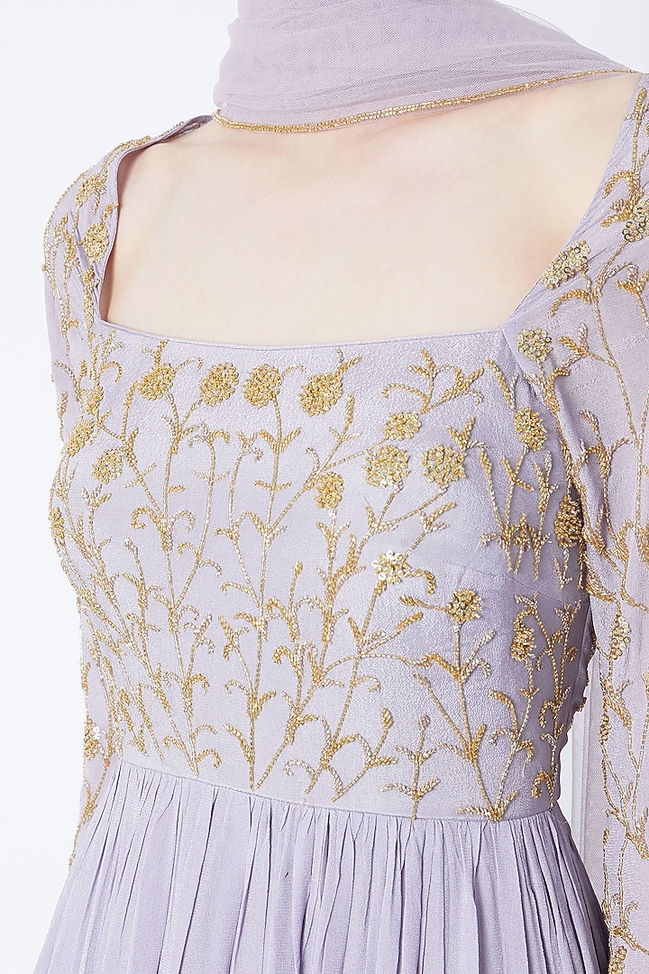 Lavender Sequins Embroidered Wedding Anarkali With Dupatta by Ease at Pernia's Pop Up Shop