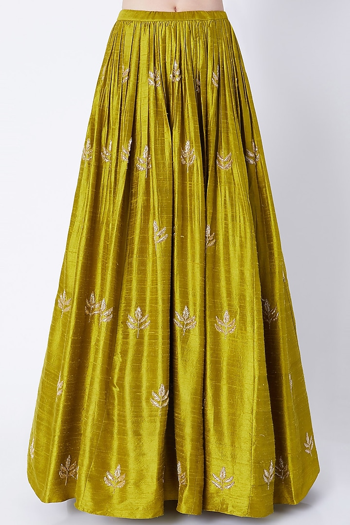 Olive Green Embroidered Wedding Lehenga Set by Ease at Pernia's Pop Up Shop